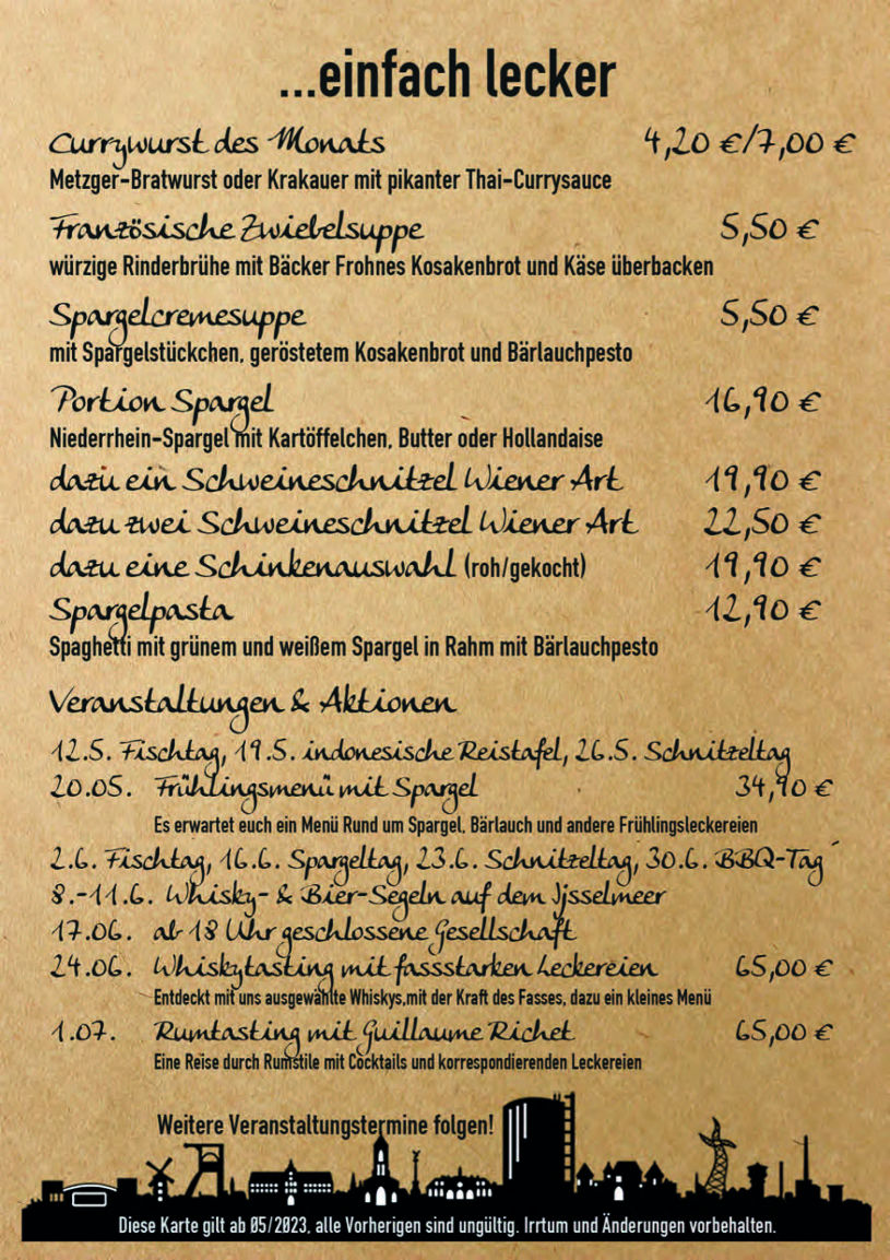 Speisekarte - einfach lecker