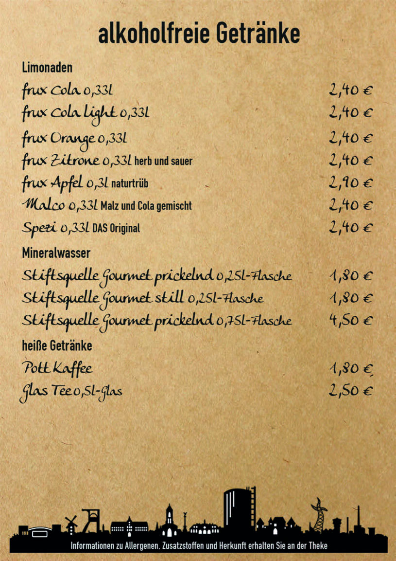 alkoholfreie Getränke, Limonade, Wasser, Kaffee, Tee